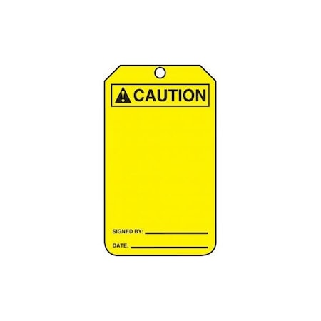 Accuform Safety Tags, ANSI CAUTION BLANK SIGNATURE DATE, 5.75in x 3.25in, Self-Laminating RP-Plastic, 5PK MCGT201LPM
